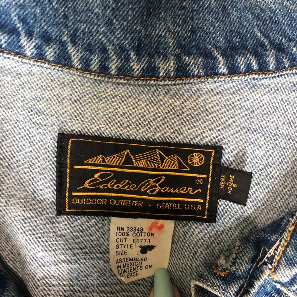 Eddie Bauer Vintage Denim Mens Jean Trucker Jacket - Picture 3 of 3